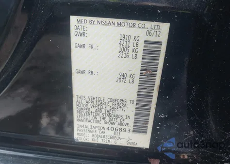 2013 Nissan Altima 2.5 S from USA, damaged, VIN 1N4AL3AP1DN406893